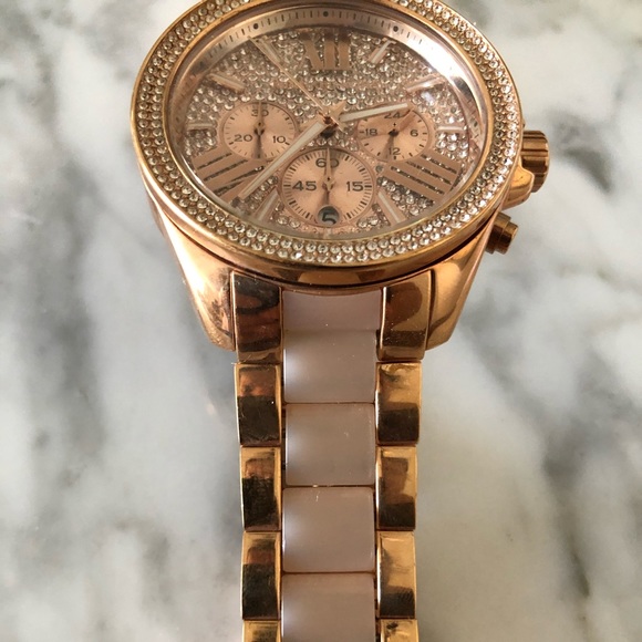 Michael Kors Rose Gold & White Rhinestone Watch - Picture 5 of 8